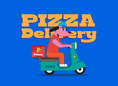 Pizza Delivery Time cartoon design draw flat illustration flatdesign illustration vector