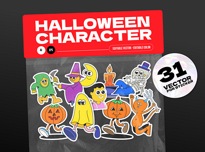 Halloween Character Set cartoon design draw flat illustration flatdesign illustration logo vector
