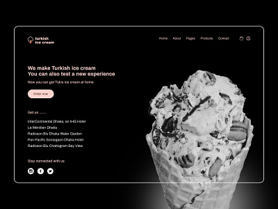 ice cream parlor black clean design minimal new product shop ui ux web