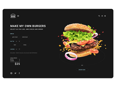 Make Burger burger chef clean cooking delivery eating food food app food delivery service landing page minimal pizza resturant ui design ux design web design