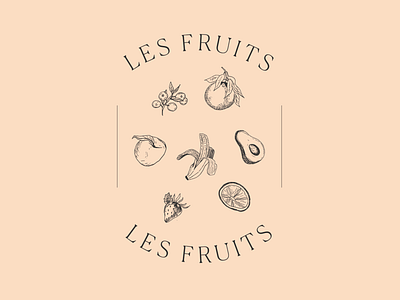 Les Fruits branding delicate drawing farmers market floral flowers fruit fruit drawing fruit illustration handdrawn healthy illustration leaves typography veggies