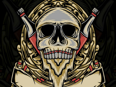 Beer skull illustration beer logo design brew drinks logo illustration label design mascot logo skull design tees design tshirt design