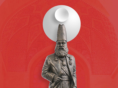 Amir Kabir Sculpture art branding bust cricle designgraphic farsi graphic design icon iran persia photoshop red sculpture statue