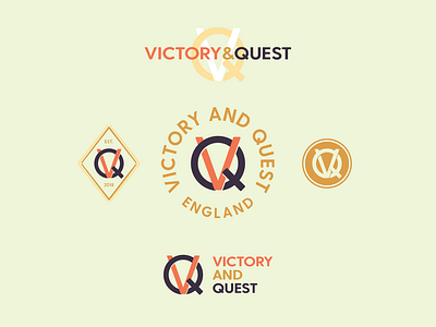 Victory & Quest badge branding circle design logo logomark monogram