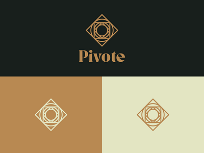 Pivote Logo abstract brand identity branding circle compass dark background design gold icon identity logo mark minimal minimalist square symbol vector