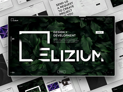 Elizium - Web studio - Homepage animation behance card dark ui desktop figma grid hero homepage light ui logo minimalistic modern onepage transition typography ui ux