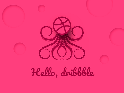 Hello Dribbble ball first shot hello dribble octopus pink