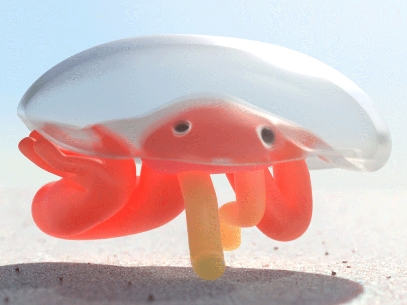 Jellyfish 3d animation beach blender3d characters design cyclesrender jellyfish