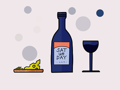 SAT UR DAY cheese illustration illustration artist logo logo design saturday wine