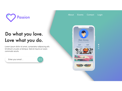 Passion - UI Design app design lansing page passion ui design ui ux ux design