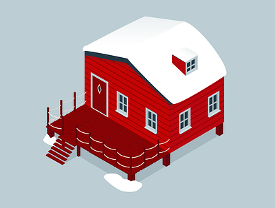 House in Sweden 3d adobe adobe illustrator blue design illustration illustration art illustrator nature png red vector