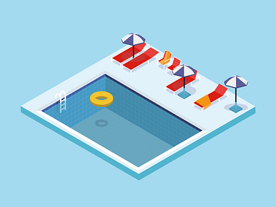 Swimming Pool 3d design illustration illustration art parasol pool shadow summer swimming pool swimmingpool towel vector