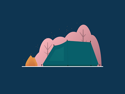 Camping 2d adobe design green illustration illustration art illustrator nature vector yellow