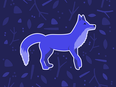 fox 2d blue dark design fox illustration illustration art illustrator leaves nature sticks vector