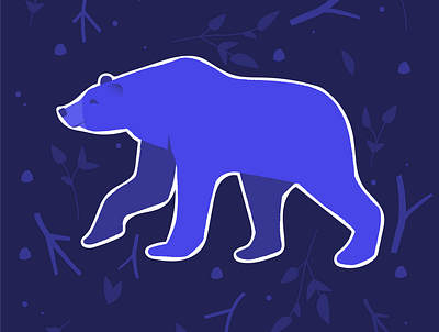 bear 2d bear blue dark design illustration illustration art illustrator leaves nature vector walk woods