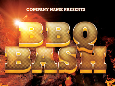 BBQ Bash Event Flyer Template appreciation bar b que bbq beach party celebration church party creative designs designs employee party fall family festival fiesta fire flyer flyer artwork fourth of july party grilling competition holiday holiday party july 4th loswl modern office party party flyer design psd template typographic flyer typography