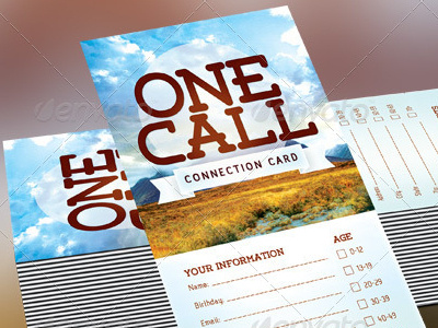 One Call Church Connection Card Template card christian church clouds congregation connection creative designs evangelism event gospel information