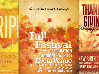 Church Marketing Flyer Bundle Vol 046 artwork autumn brown bundle christian church contemporary designs fall harvest