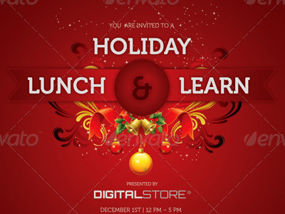 Holiday Lunch And Learn Flyer Template black friday business christmas christmas party clean commerce convention corporate december sales drop off new year sales thanksgiving sales
