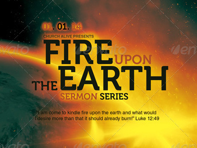 Fire Upon The Earth Church Flyer Template bible study book cover bulletin christian christmas advent church creation crusade disciples earth new earth trial by fire