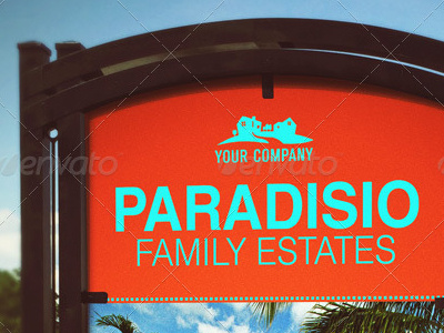 Vertical Outdoor Signage Mockup Template mockup promotional poster promotions psd real estate real world real world rockibee showcase signage