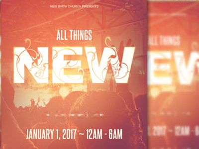 All Things New Church Flyer Template church flyer new new year new year concert orange purple religious service watch night yellow