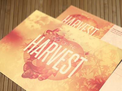 Lord of the Harvest Church Postcard Template layered loswl mailer maple marketing orange postcard psd pumpkin season sermon thanksgiving