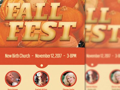 Fall Fest Church Flyer Template green harvest layered loswl maple marketing orange psd pumpkin season sermon thanksgiving