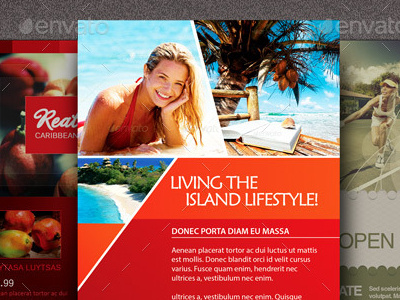 Lifestyle Flyer Templat Bundle nature promo sport flyer summer tennis tourism tours travel travel agent tropical vacation woman