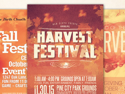 Church Harvest Flyer Bundle event fall festival flyer flyer artwork flyer designs green harvest layered maple picnic thanksgiving
