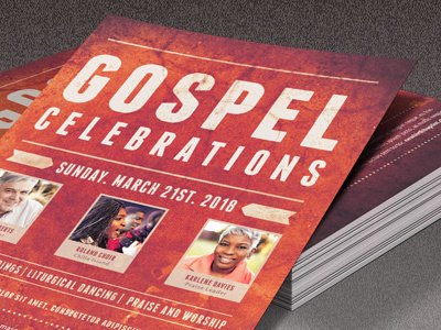 Gospel Celebrations Church Flyer easter gospel music musical party retro talent search template texture thanksgiving urban youth