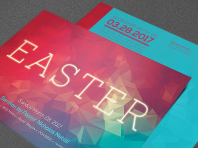 Modern Easter Church Flyer Template invitation jesus light loswl mailer postcard psd flyer resurrection resurrection sunday risen sermon