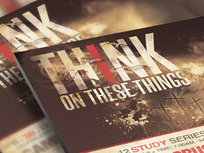 Think on These Things Church Flyer and CD Template album audio disc best flyer design bible study bulletin cover cd insert cd jewel insert template cd template church church marketing church template clouds creative designs design flyers flyer flyer artwork flyer designs flyer psd flyer template flyer templates honorable inspiks loswl philippians 4 postcard design praiseworthy sermon series think typographic postcard
