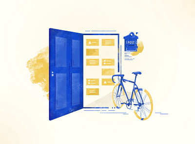 Nice start bicycle design dribble illustration poster start yellow