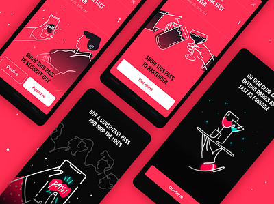 Skip the lines bar black character cover dark app dark theme dark ui dribbble illustration night ui ux wine