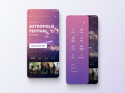 Festival Guide App Concept app app design design festival festival app festival guide ui ui design uidesign uidesigns