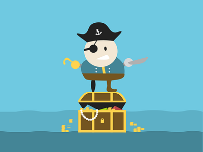 Arr! chest flat game illustration kids pirate treasure