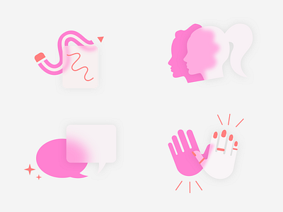 Frosted glass icons_ Ladies at work branding design icon illustration ui vector women