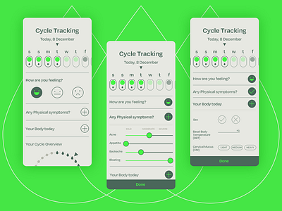 Daily Log - Cycle Tracking design health health app healthcare ui women health