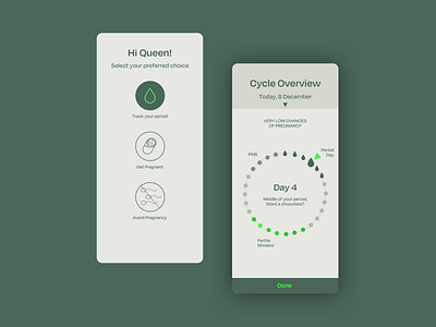 Menstrual Cycle tracker app branding design flat health health app healthcare minimal typography ui