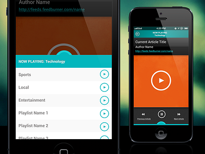 Speel - Now Playing app blue ios6 mobile navigation player podcast screen swipe ui