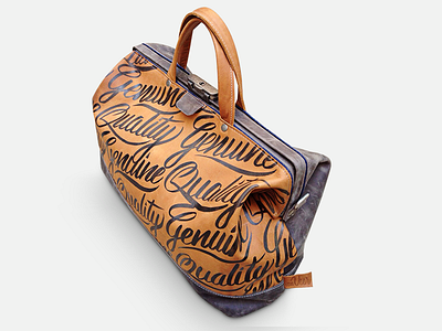 vanveerbags X bijdevleet doctors bag brushlettering doctorsbag handmade indianink leather lettering script van veer