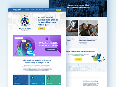 Home Page Wordcamp Nicaragua flatdesign homepage landingpage minimalist uidesign webdesign whitespace