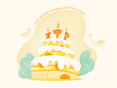 Happy Birthday Guys cake design flat friends illustration logo yellow
