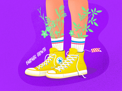 Barbaric Growth design flat illustration plant shoes violet yellow