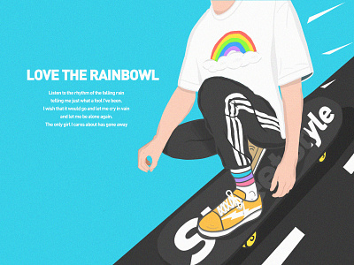 LOVE THE RAINBOWL design flat illustration