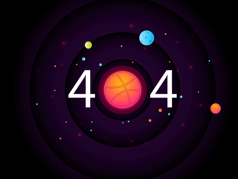 Hello dribbble! 404 error 404 page animation gif hello dribble space