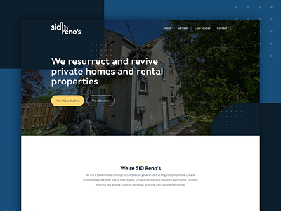 Sid Reno's - Renovation Company Website Design adobe xd brand design brand identity branding design home page homepage design renovate renovation renovations web design web designer web development web site webdesign website website design