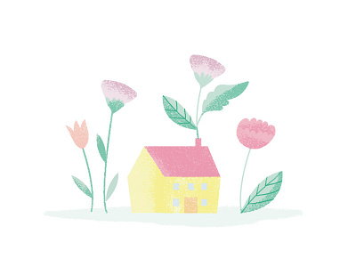 Flower House design flat icon illustration minimal vector