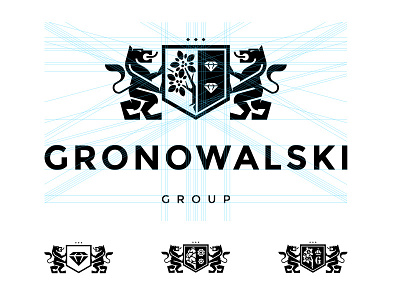 Gronowalski Group Logo crest diamond heraldic heraldry lions logo shield